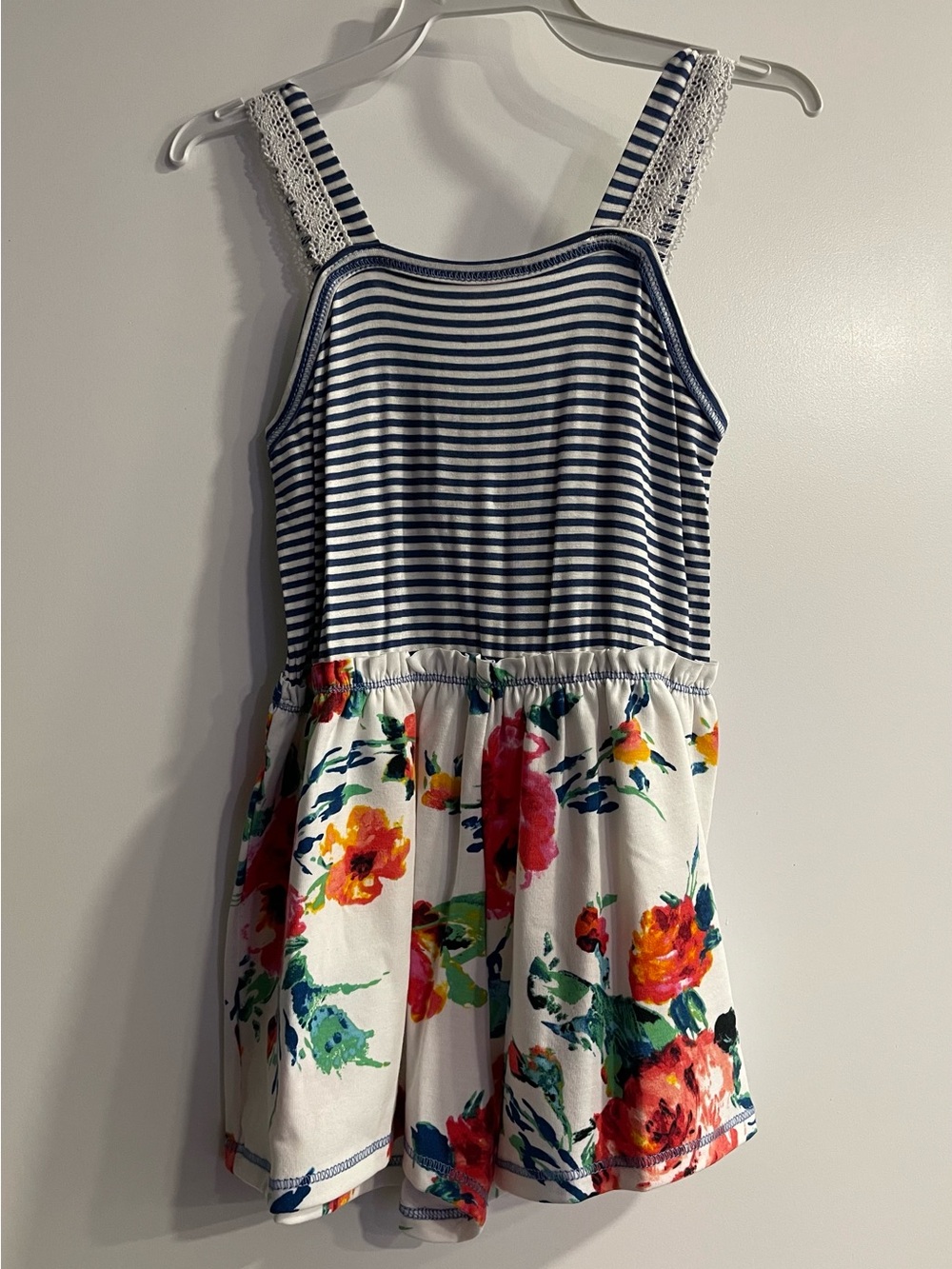 Pink Vanilla Girls Navy Striped & Floral Summer Short Dress